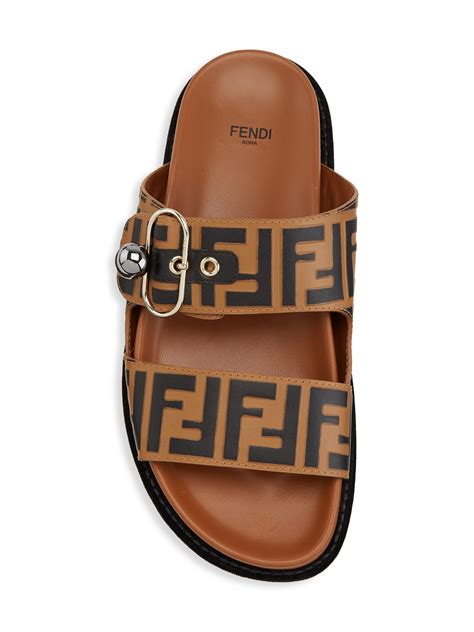 fendi womens flat sandals|Fendi logo slip on sandals.